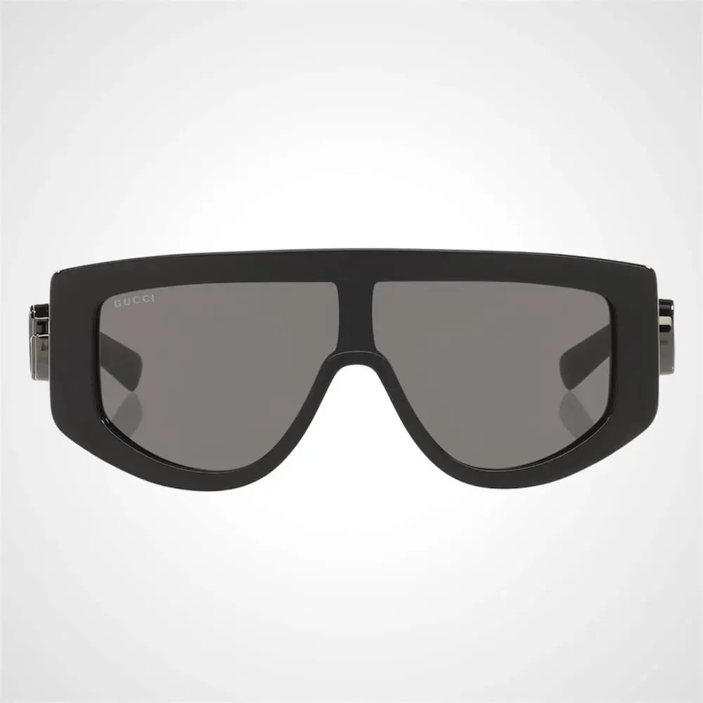New GUCCI Sunglasses Black Wrap Shield Oversized Grey Lens GG 99-1-130mm